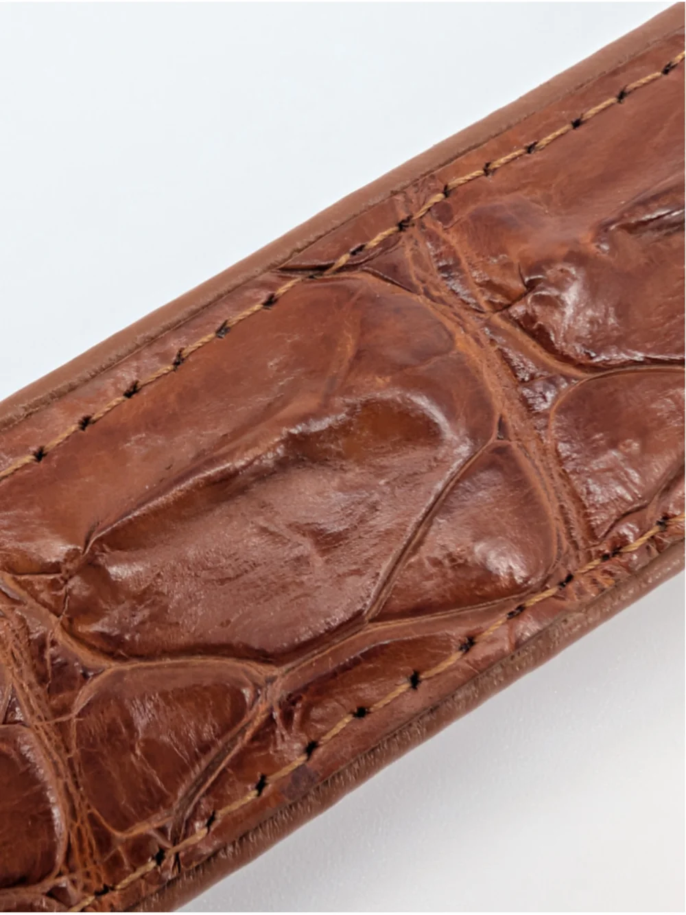 Vintage Brown Croc Embossed Leather Belt Gold Silver Cable Buckle 90s Western